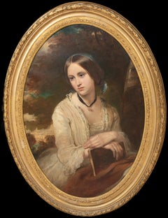 Portrait d'une jeune femme tenant un livre, 19e siècle FREDERICK GOODALLS (1822-1