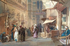 Der Kupfermarkt in Kairo, 1863, signiertes orientalisches englisches Aquarell