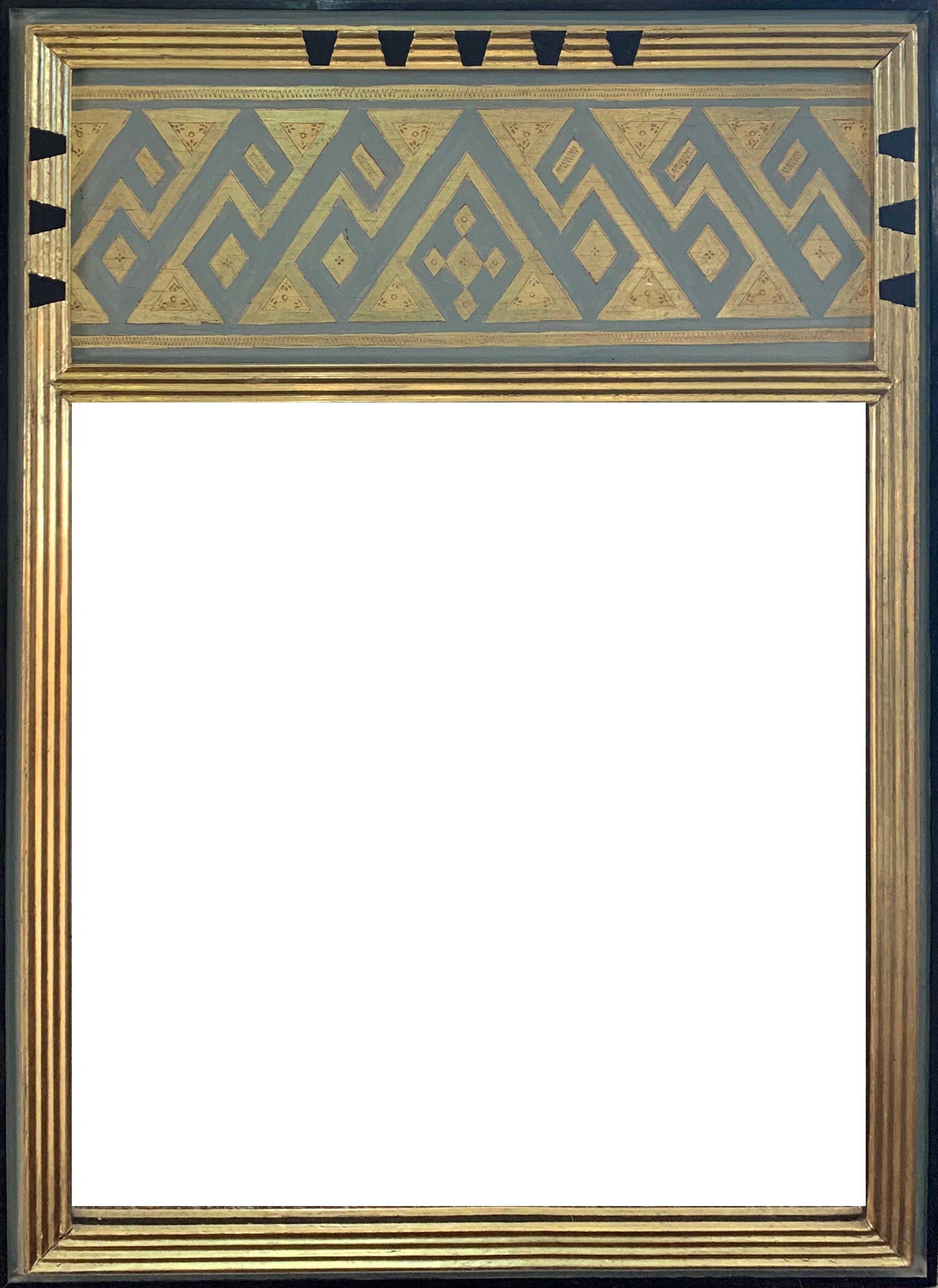 Mirror in Handcrafted Wood and 22 Karat Gold Frame, American, 1920
s, Signed - Mixed Media Art by Frederick Harer