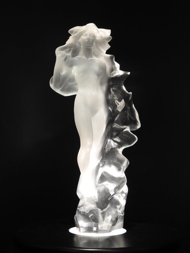 "Veil of Light", Frederick Hart, Acrylic Sculpture, 22x12x6 in., 310/350, white - Black Figurative Sculpture by Frederick Hart