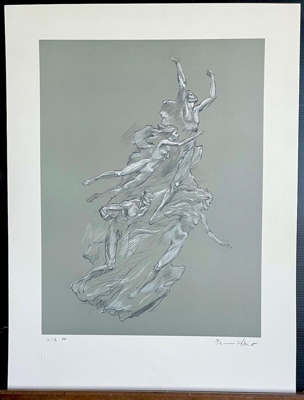 ESPÍRITU HEROICO Litografía firmada, Olimpiadas 1992, Figuras desnudas, Arte motivacional en venta 5