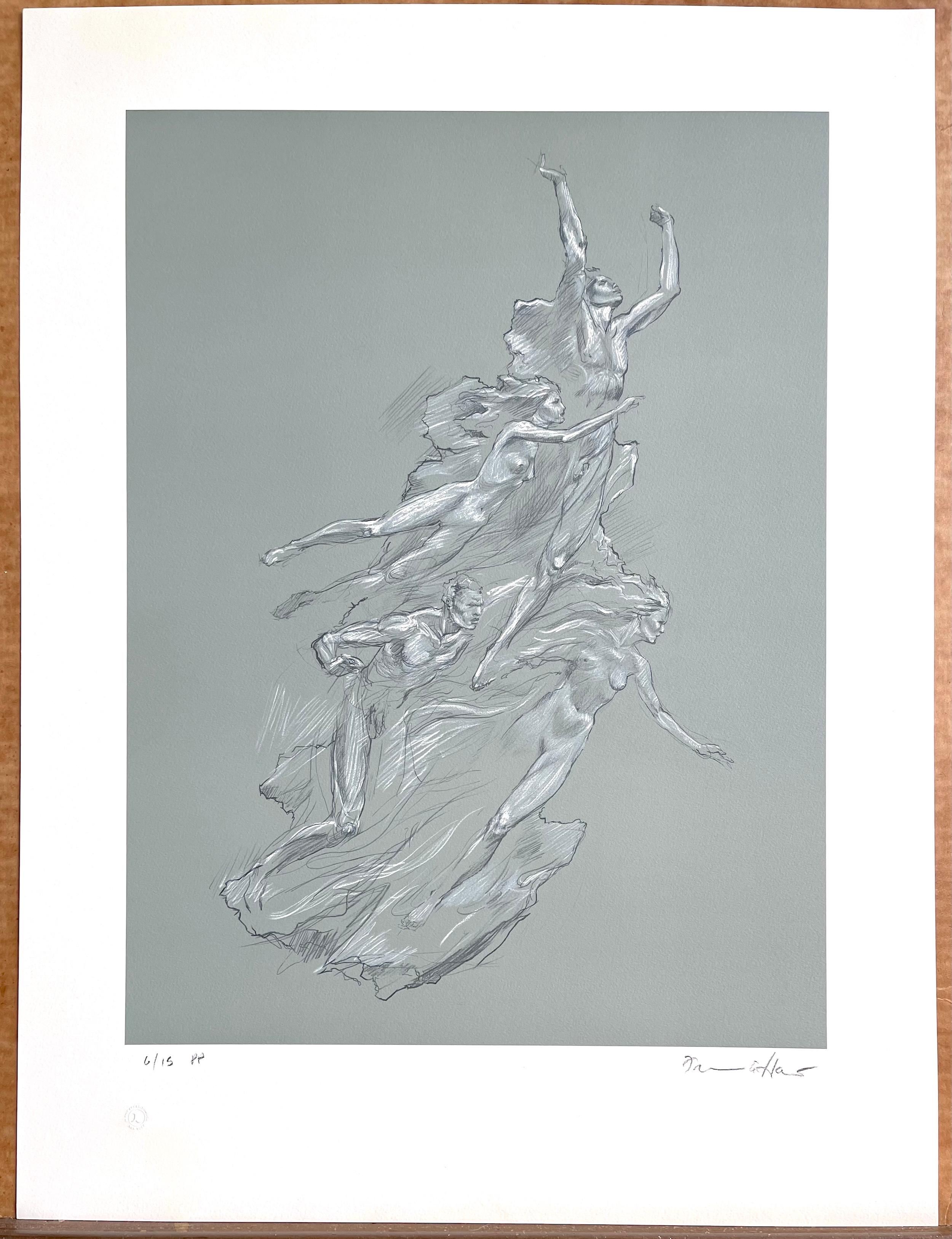 Lithographie signée HEROIC SPIRIT, Jeux olympiques de 1992, figures nues, art motivationnel en vente 5