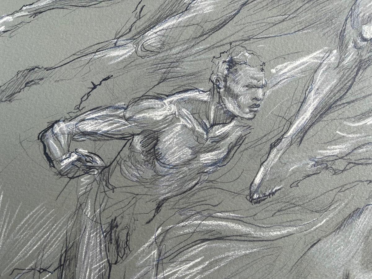 HEROIC SPIRIT is a hand drawn limited edition lithograph after the sketch by Frederick Hart for his sculpture entitled 