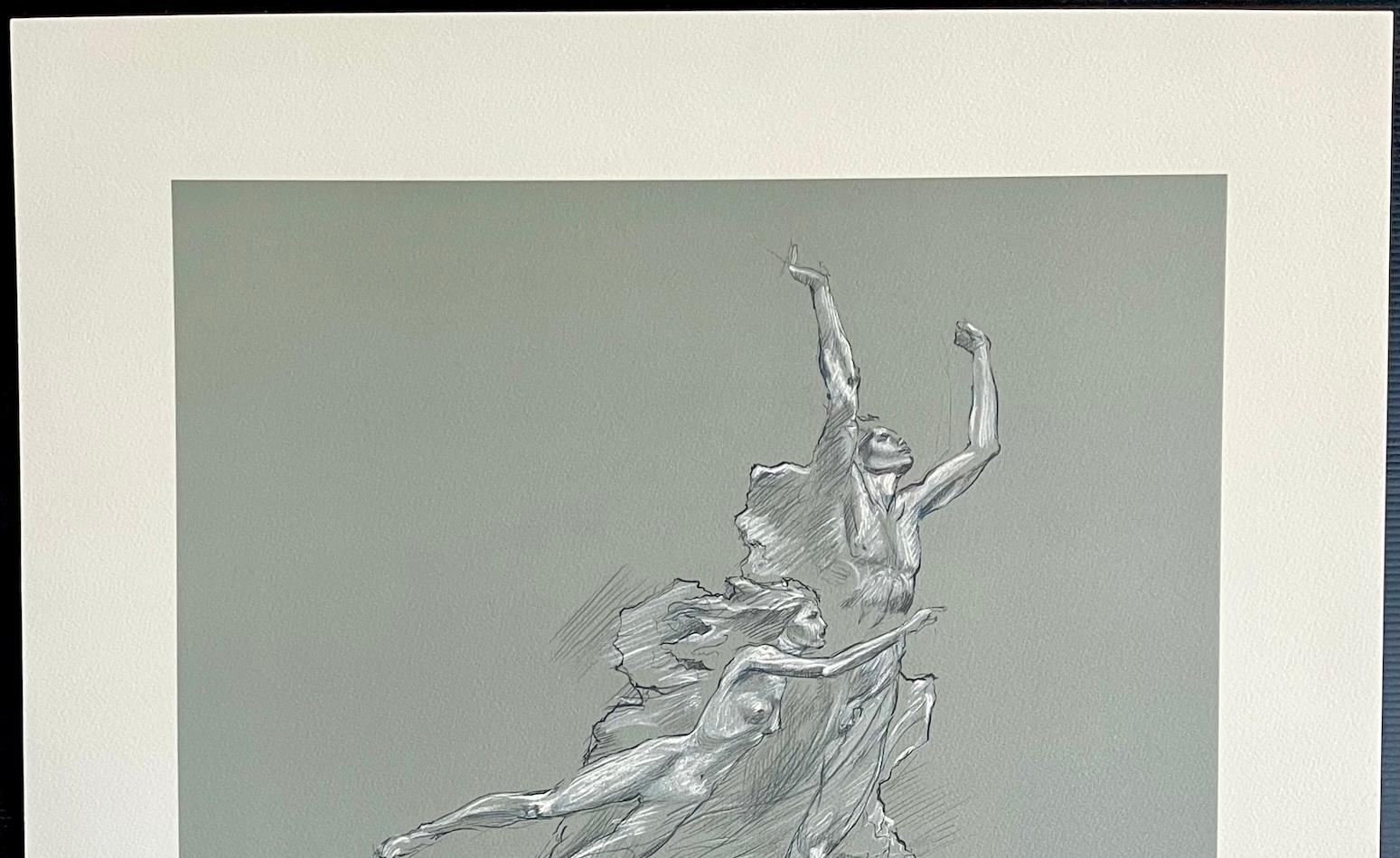 ESPÍRITU HEROICO Litografía firmada, Olimpiadas 1992, Figuras desnudas, Arte motivacional en venta 3