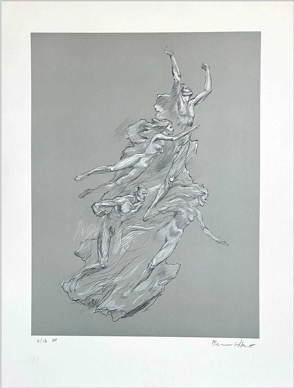 ESPÍRITU HEROICO Litografía firmada, Olimpiadas 1992, Figuras desnudas, Arte motivacional - Print de Frederick Hart