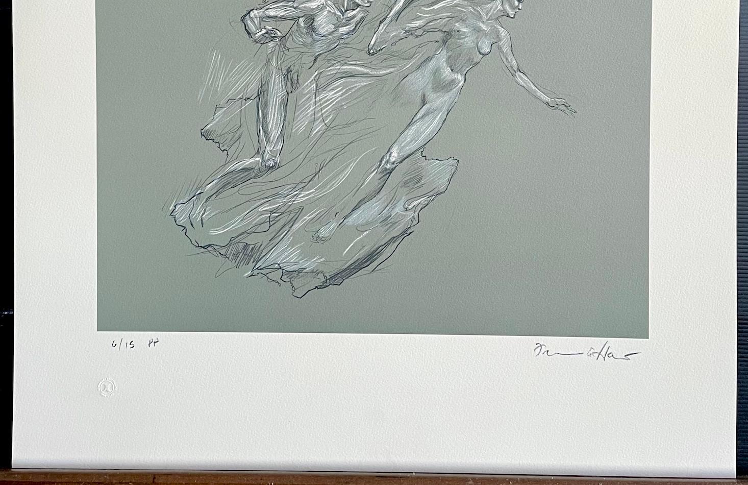 ESPÍRITU HEROICO Litografía firmada, Olimpiadas 1992, Figuras desnudas, Arte motivacional en venta 4