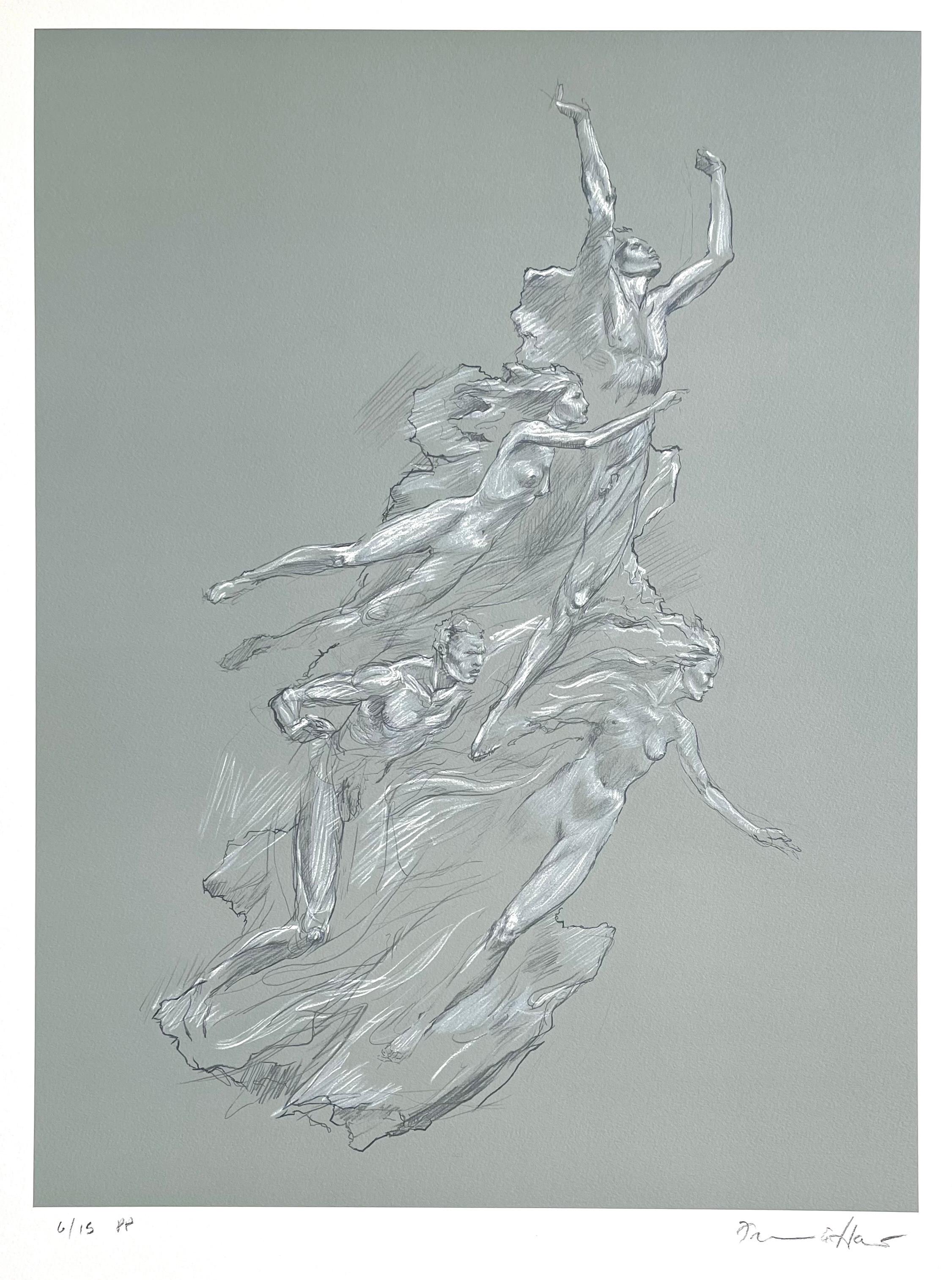 Lithographie signée HEROIC SPIRIT, Jeux olympiques de 1992, figures nues, art motivationnel - Print de Frederick Hart