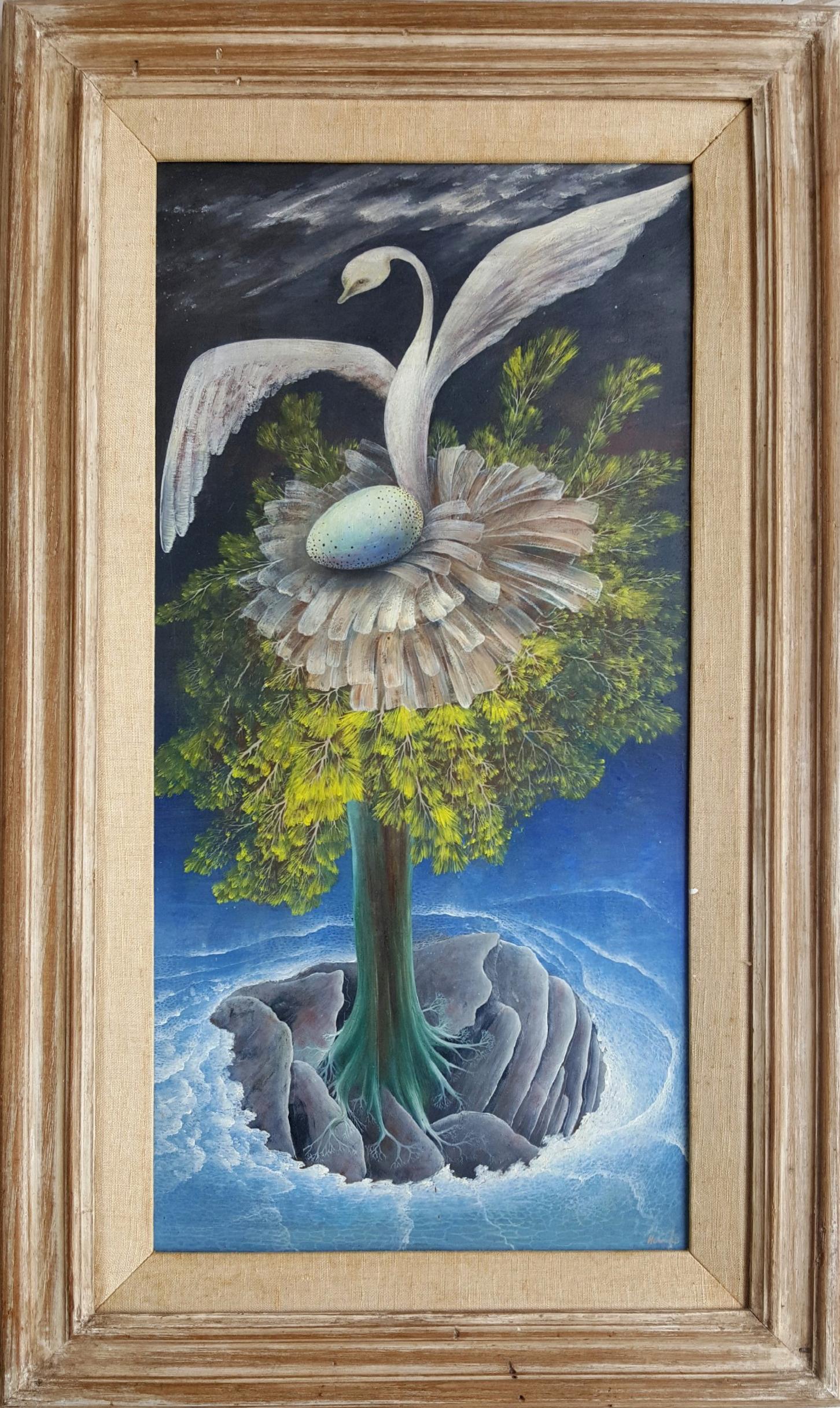 Frederick Haucke crea su propia marca de surrealismo en la maravilla de 1941 que fue con la famosa galería Perls. 
El cuadro está firmado abajo a la derecha
Firmado y fechado verso
Verso con etiqueta de la Galería Perls, Nueva York.
la obra está en