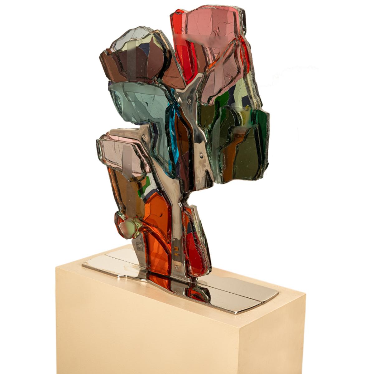 Escultura de níquel de vidrio laminado modernista abstracto del noroeste del Pacífico de Oregón 6