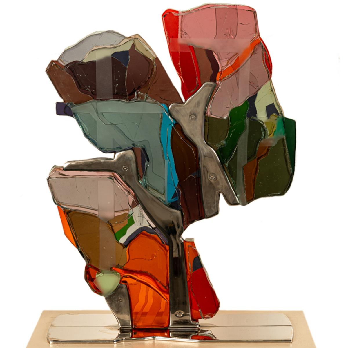 Escultura de níquel de vidrio laminado modernista abstracto del noroeste del Pacífico de Oregón 8