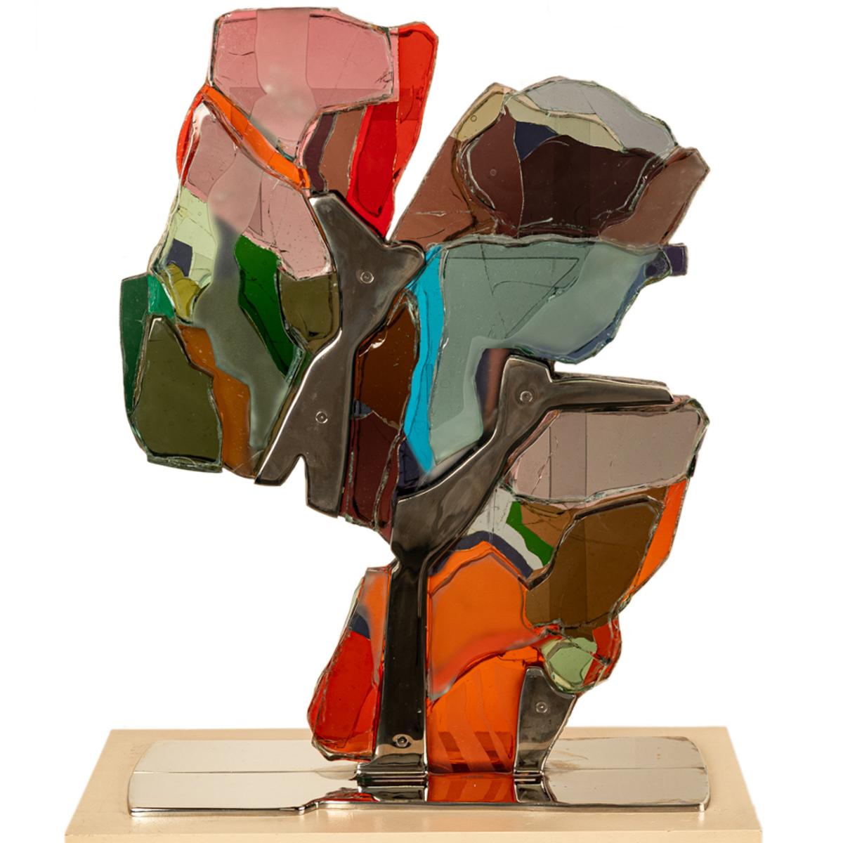Escultura de níquel de vidrio laminado modernista abstracto del noroeste del Pacífico de Oregón - Sculpture Geométrico abstracto de Frederick Heidel
