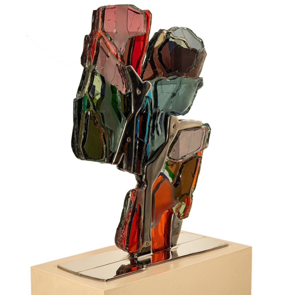 Escultura de níquel de vidrio laminado modernista abstracto del noroeste del Pacífico de Oregón 1