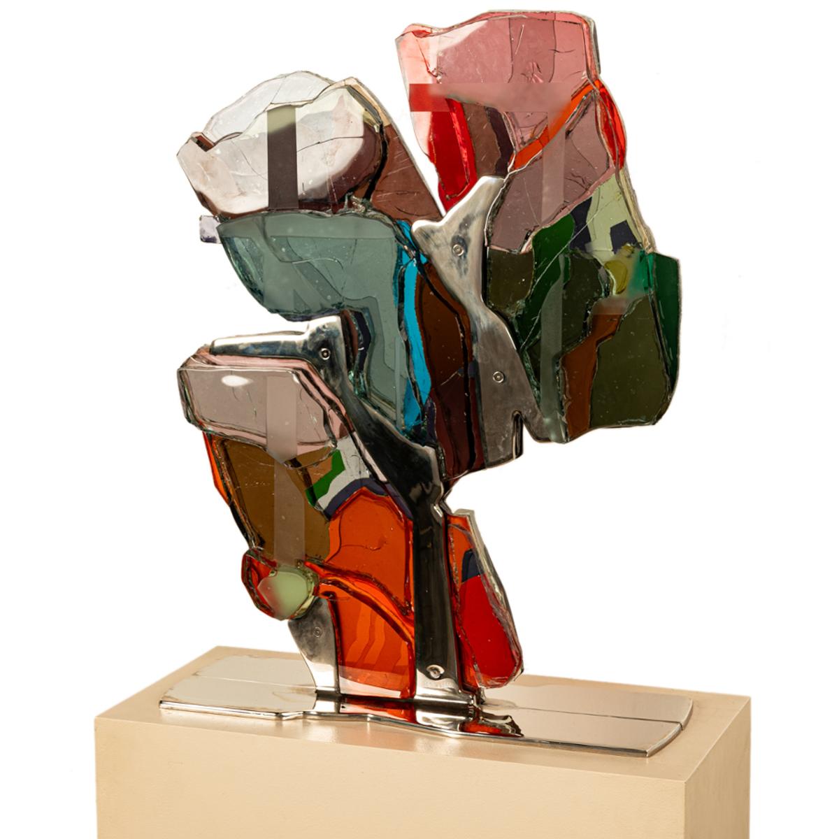 Escultura de níquel de vidrio laminado modernista abstracto del noroeste del Pacífico de Oregón 3