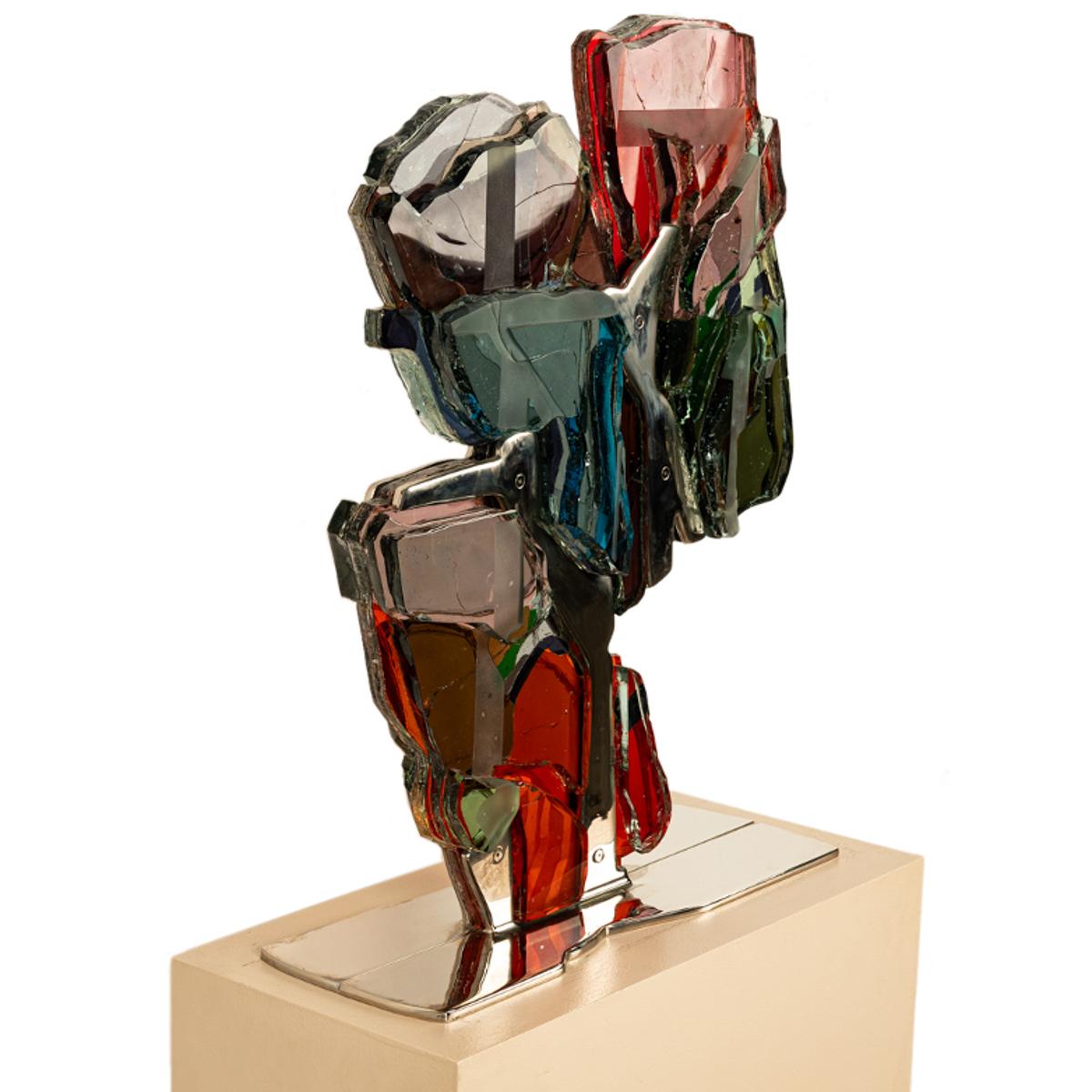 Escultura de níquel de vidrio laminado modernista abstracto del noroeste del Pacífico de Oregón 4