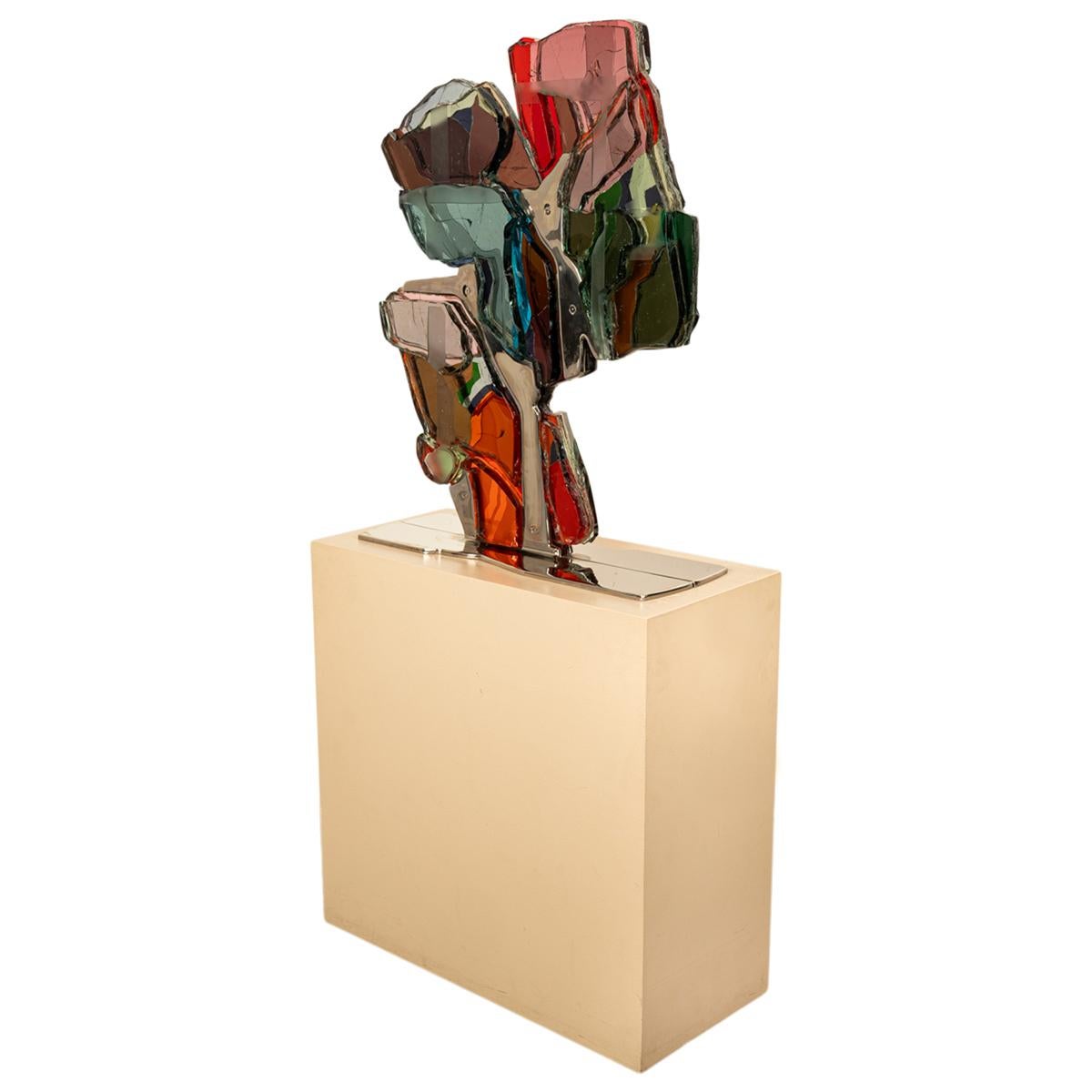 Escultura de níquel de vidrio laminado modernista abstracto del noroeste del Pacífico de Oregón 5