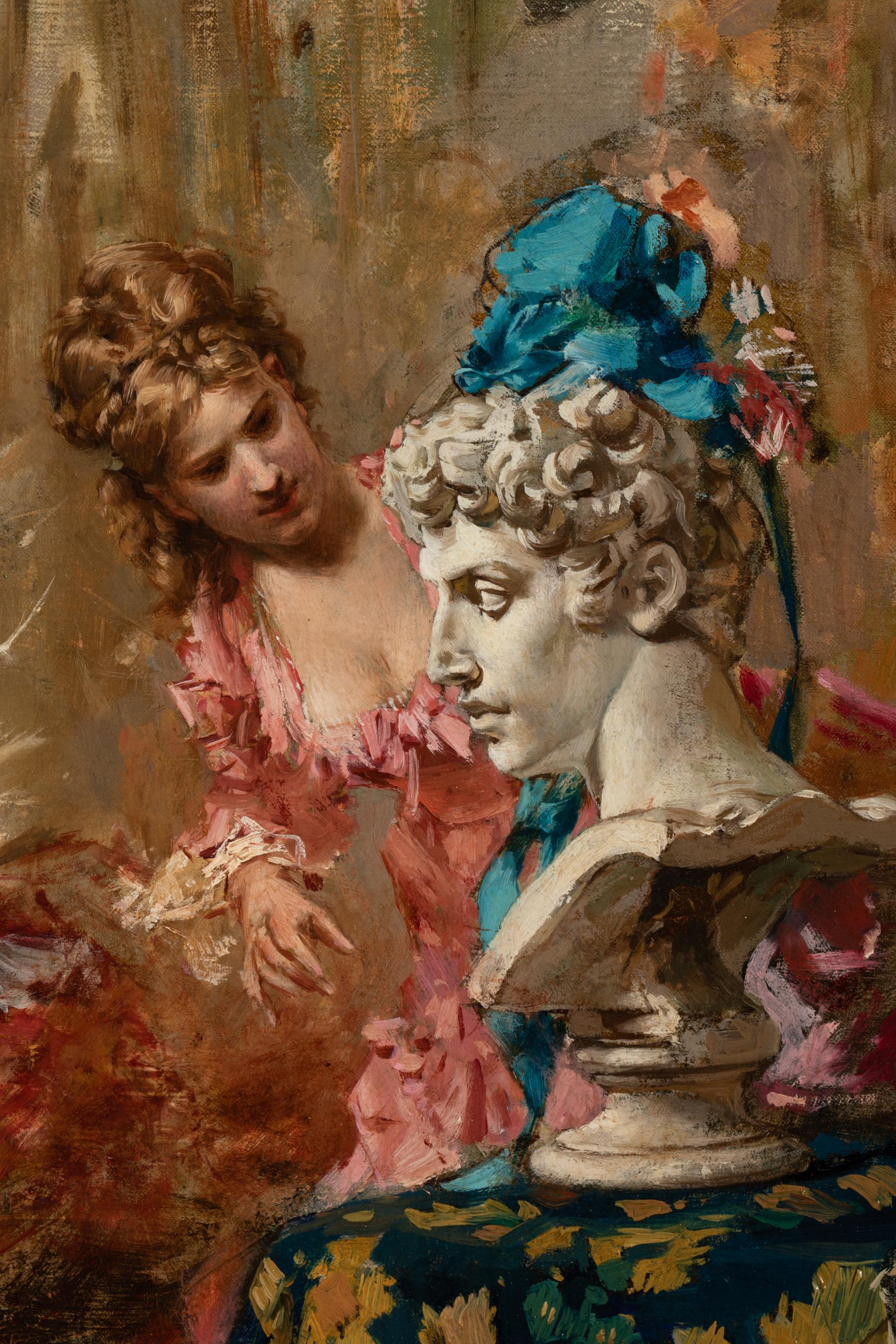 Dutch Frederick Hendrik Kaemmerer, The Statue, 19th Painting