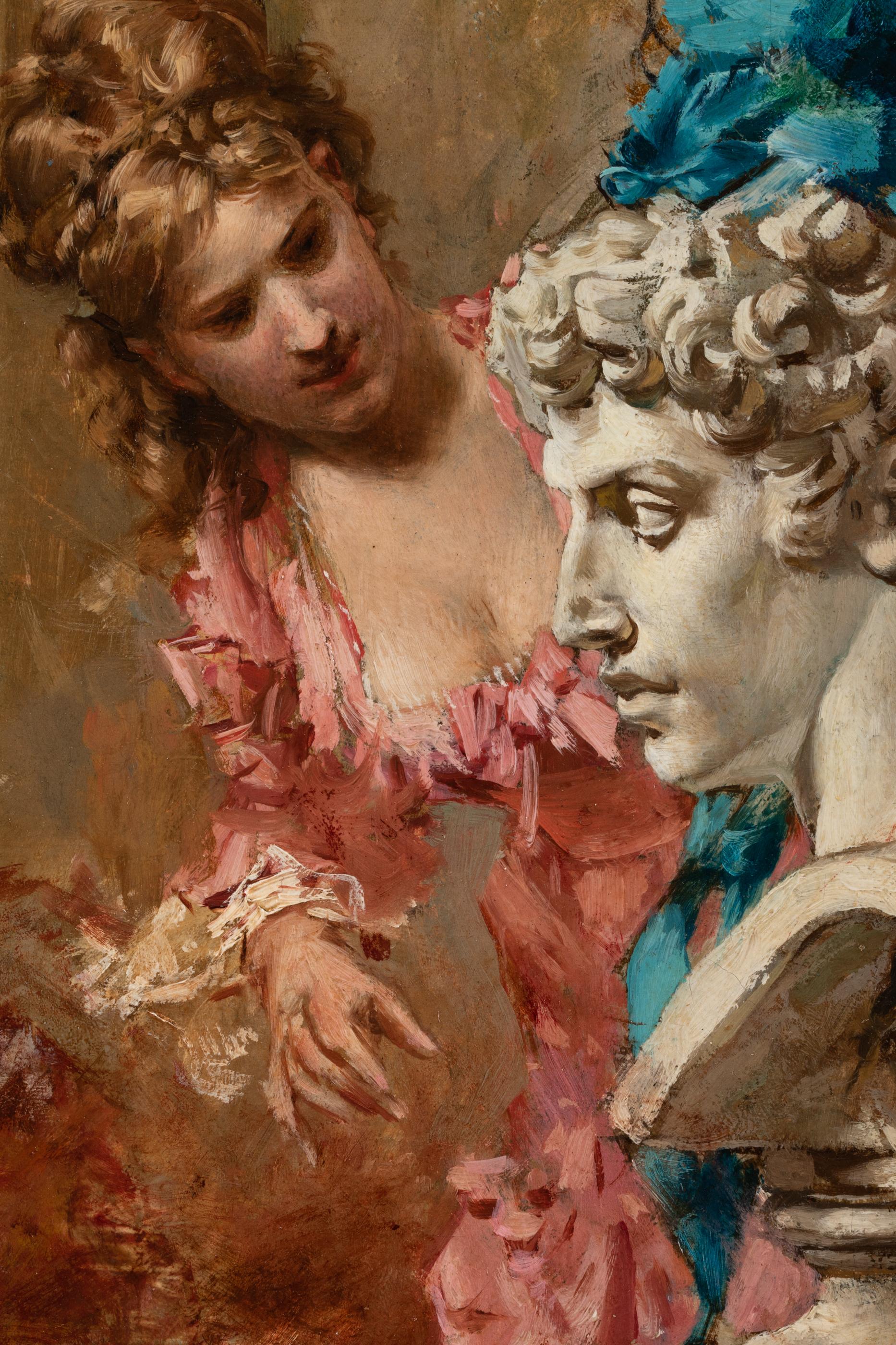 Mid-19th Century Frederick Hendrik Kaemmerer, The Statue, 19th Painting