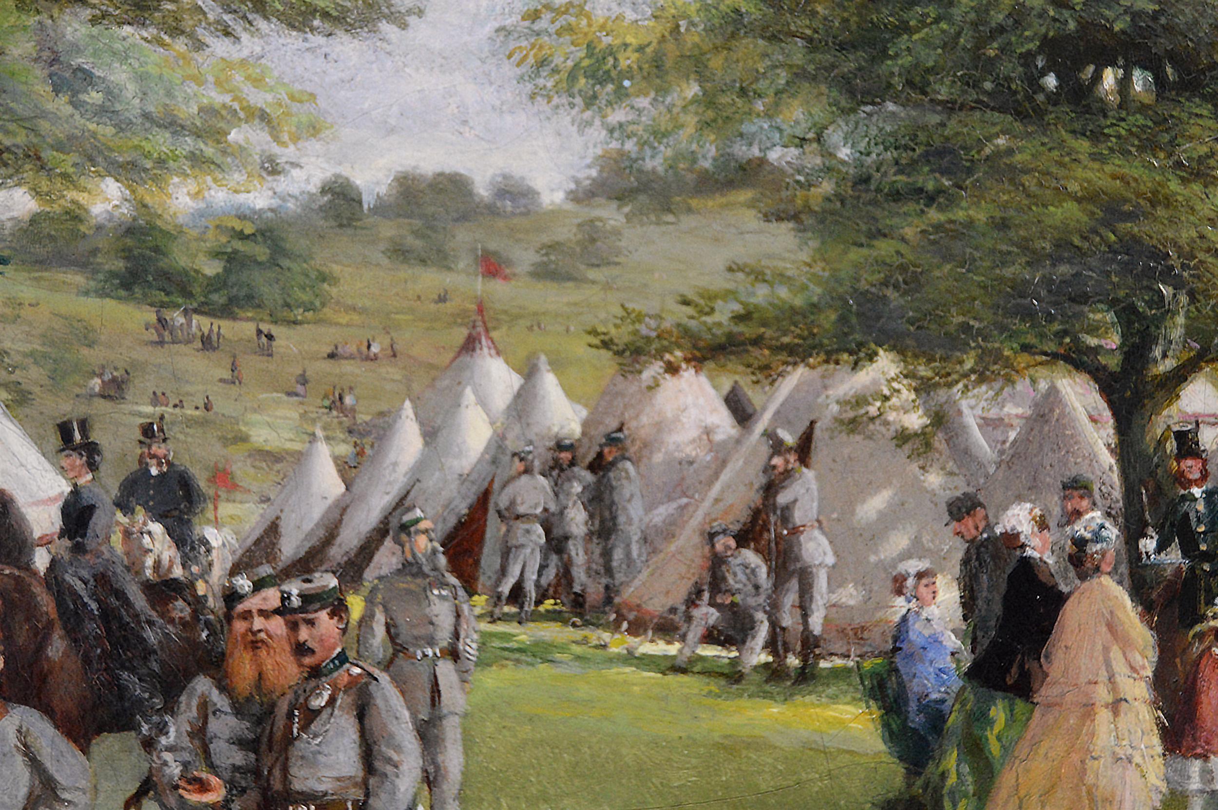 Paire de peintures à l'huile militaires du 19e siècle représentant des tirailleurs volontaires en vente 7