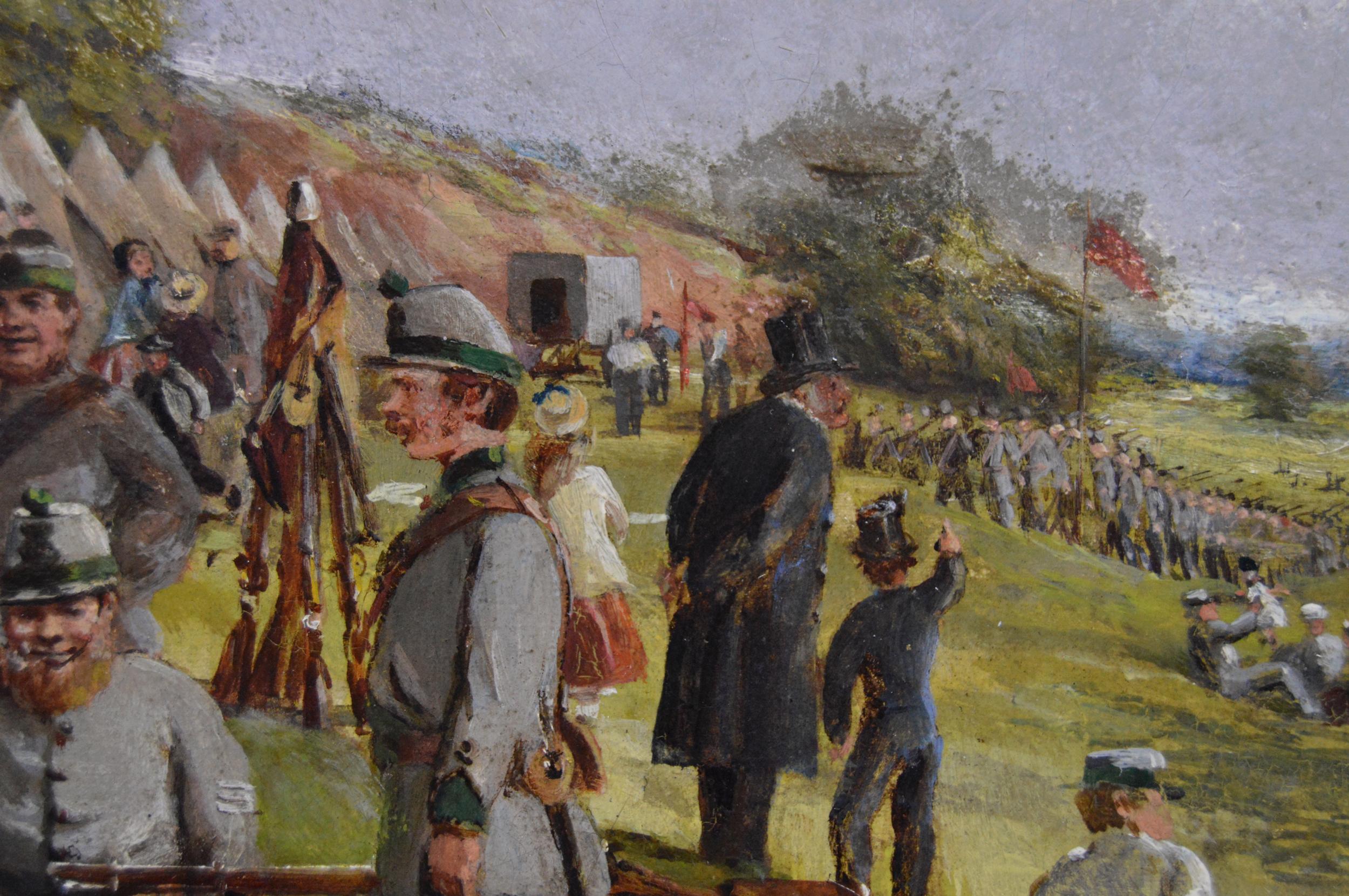Paire de peintures à l'huile militaires du 19e siècle représentant des tirailleurs volontaires en vente 9
