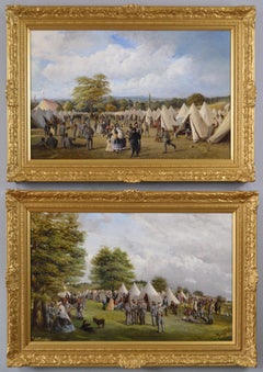 Paar militärische Ölgemälde von Freiwilligen Schusswaffensoldaten aus dem 19. Jahrhundert