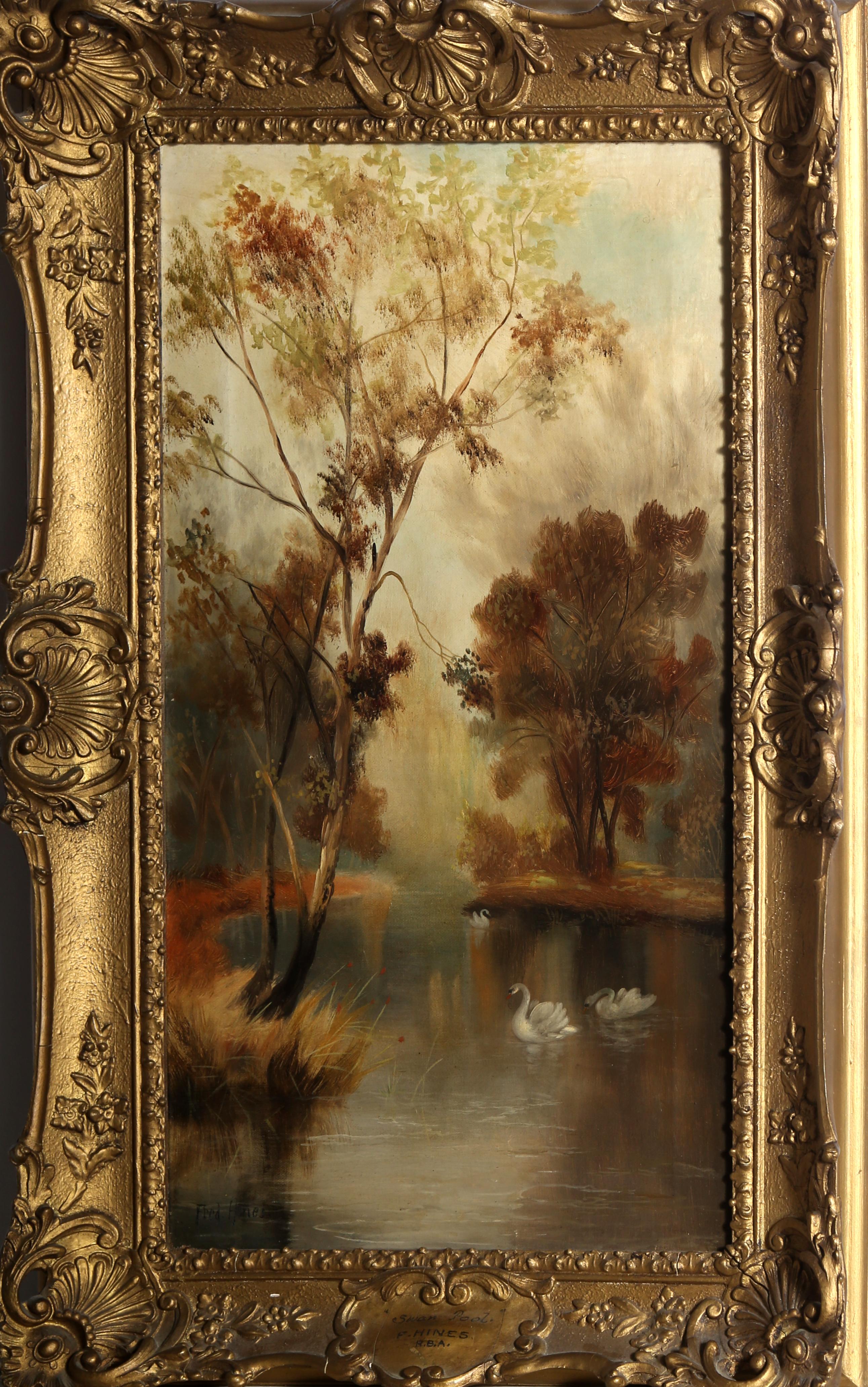Swans, Victorian Era painting by Frederick Hines