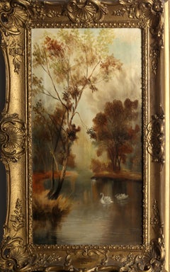 Antique Swans, Victorian Era painting by Frederick Hines