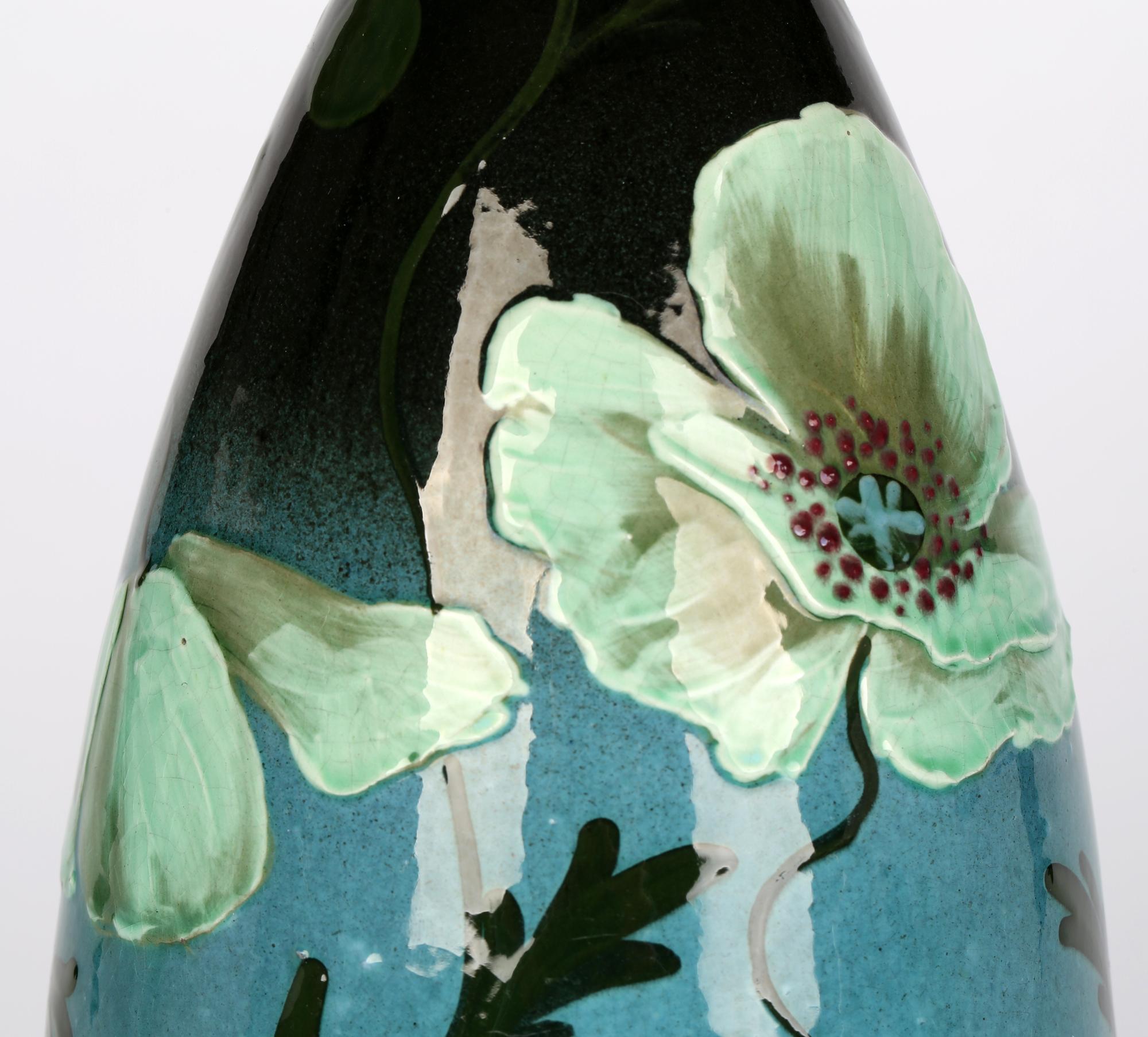 Frederick Hurten Rhead Wardle Art Nouveau Hand Painted Moonlight Poppies Vase    3