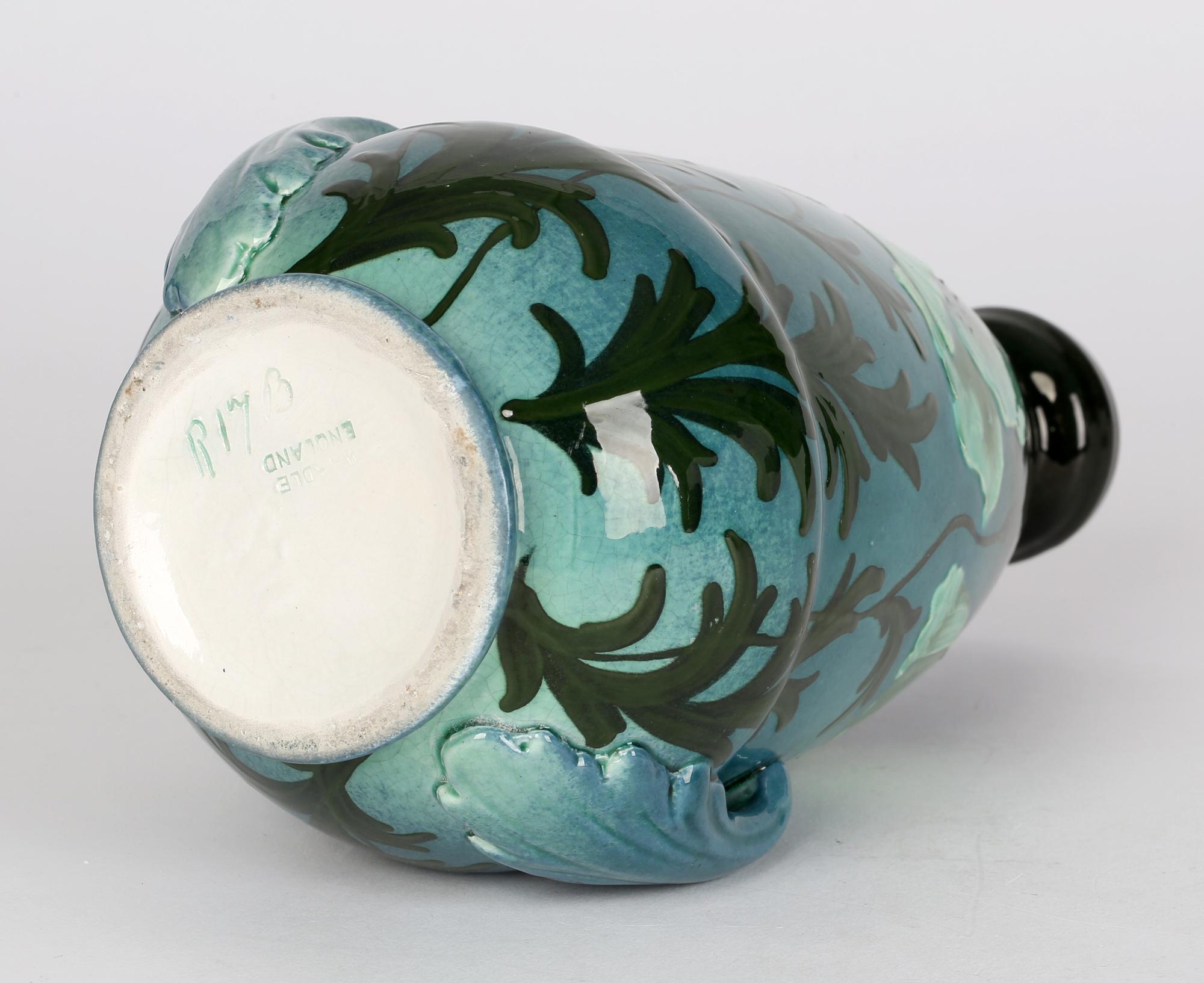 Frederick Hurten Rhead Wardle Art Nouveau Hand Painted Moonlight Poppies Vase    5
