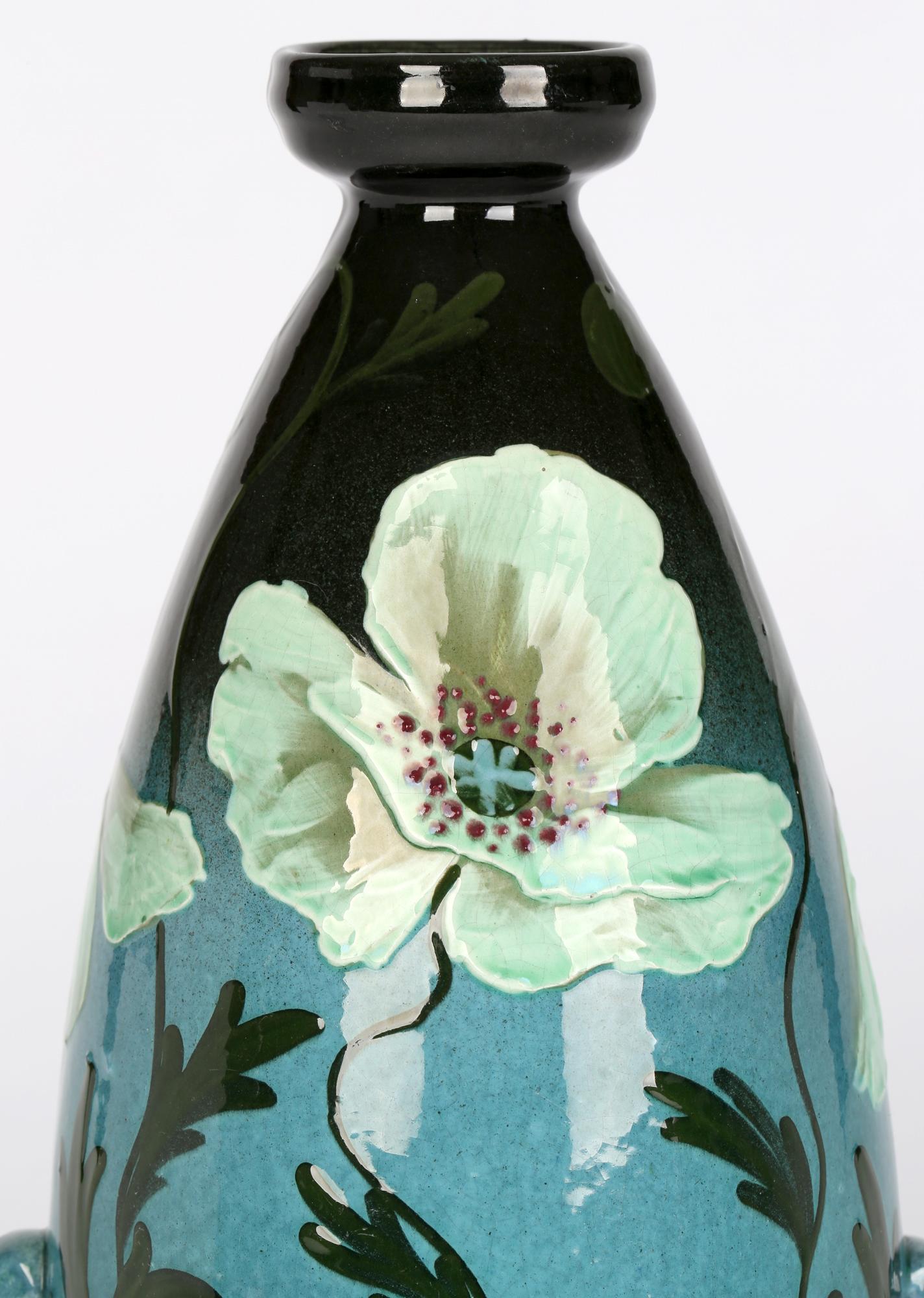 Frederick Hurten Rhead Wardle Art Nouveau Hand Painted Moonlight Poppies Vase    9