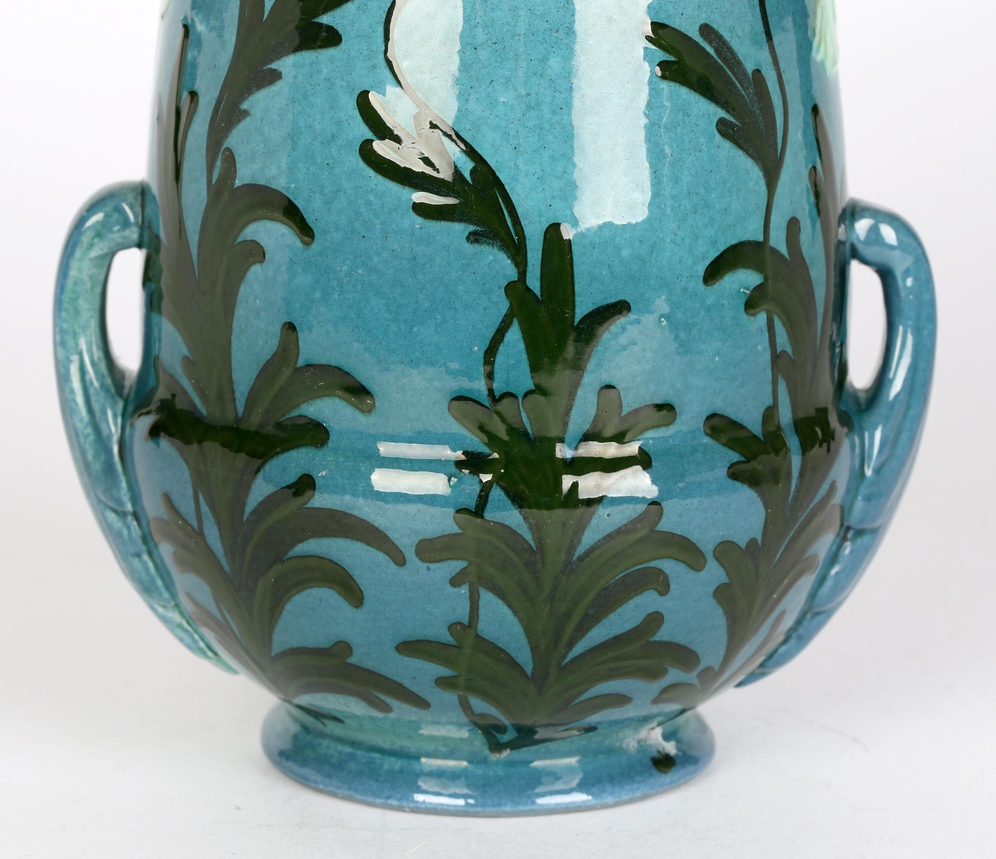 Frederick Hurten Rhead Wardle Art Nouveau Hand Painted Moonlight Poppies Vase    10