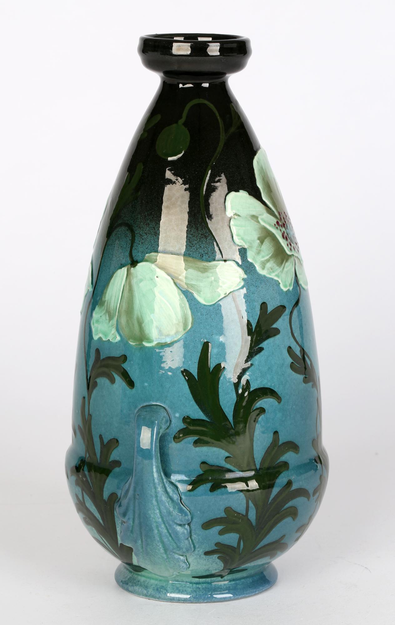 Frederick Hurten Rhead Wardle Art Nouveau Hand Painted Moonlight Poppies Vase In Good Condition In Bishop's Stortford, Hertfordshire