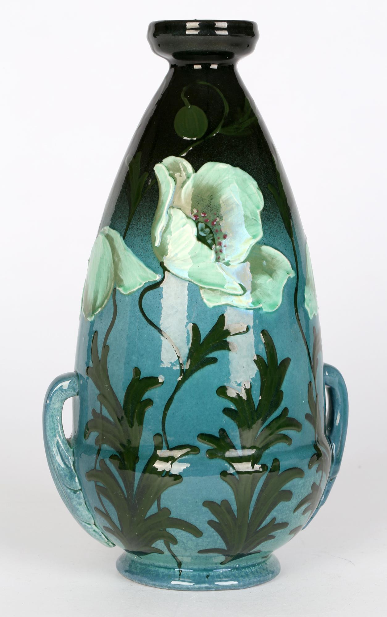 Frederick Hurten Rhead Wardle Art Nouveau Hand Painted Moonlight Poppies Vase    1