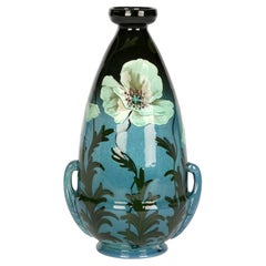 Frederick Hurten Rhead Wardle Art Nouveau Hand Painted Moonlight Poppies Vase