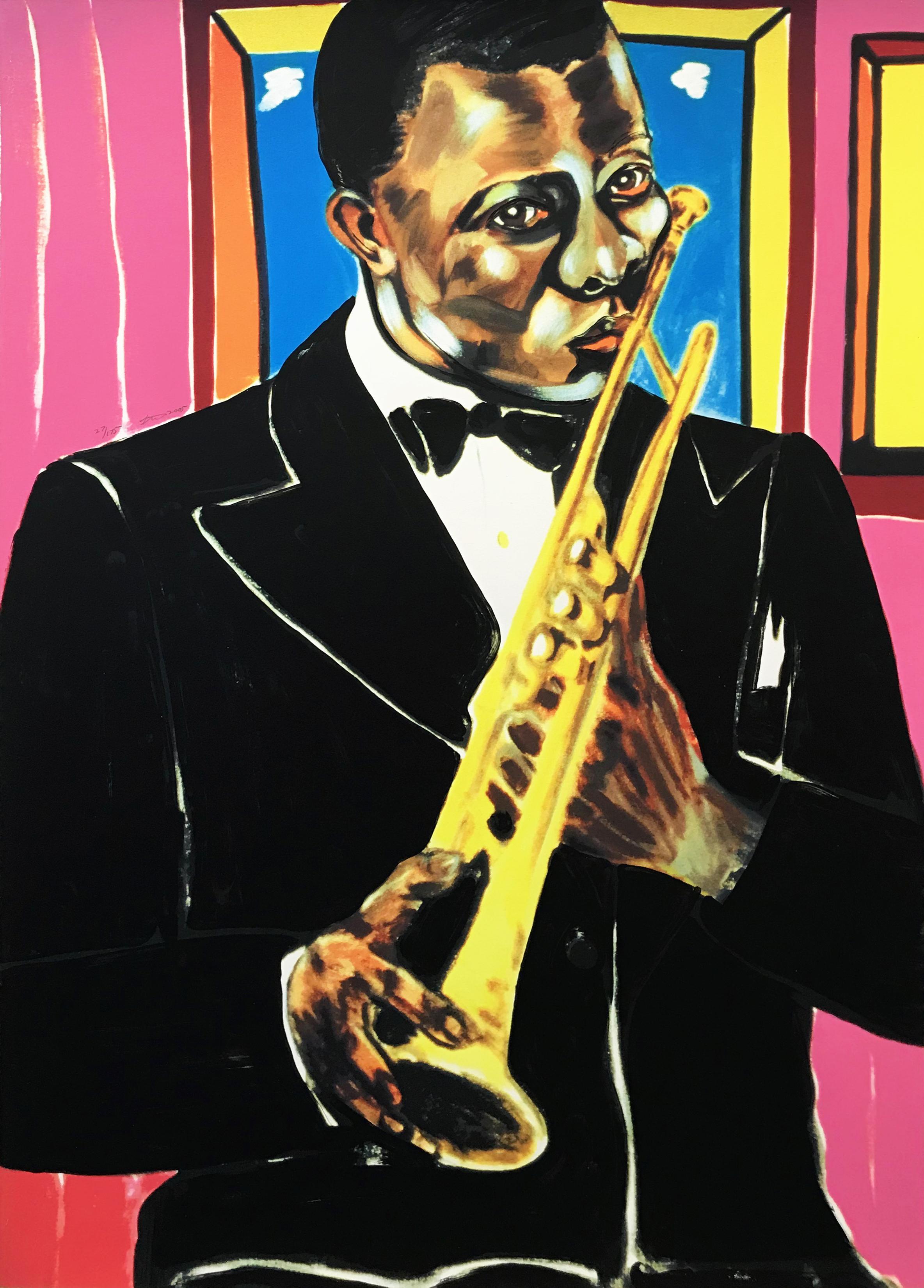 Frederick J. Brown Figurative Print - LOUIS ARMSTRONG