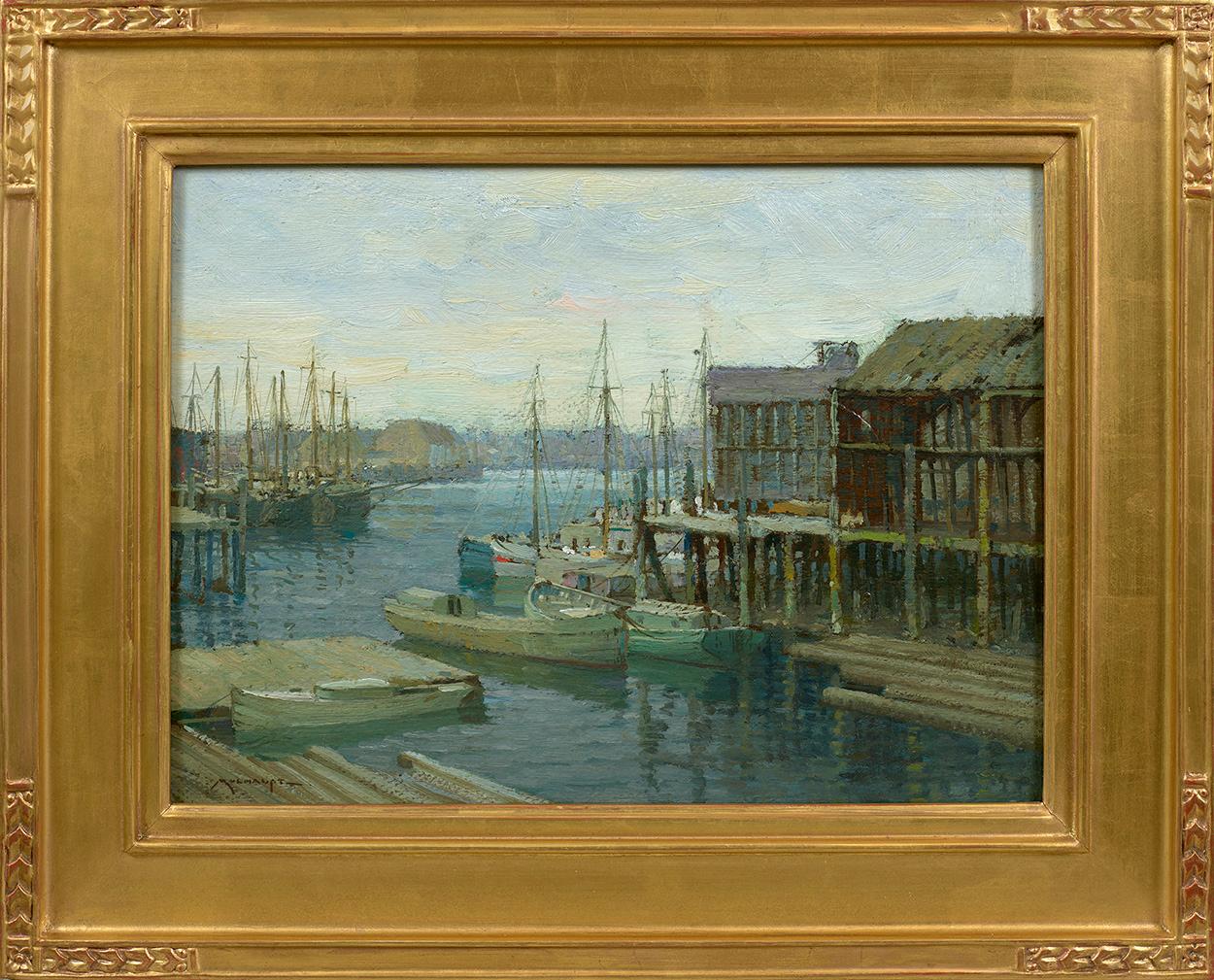 Harbor Scene  - Impressionist Painting by Frederick J. Mulhaupt