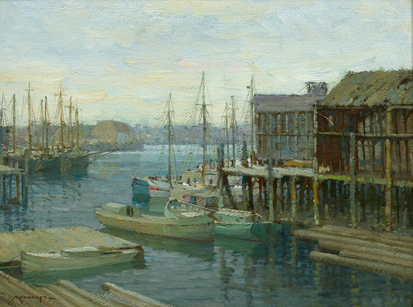 Harbor Scene  - Painting by Frederick J. Mulhaupt