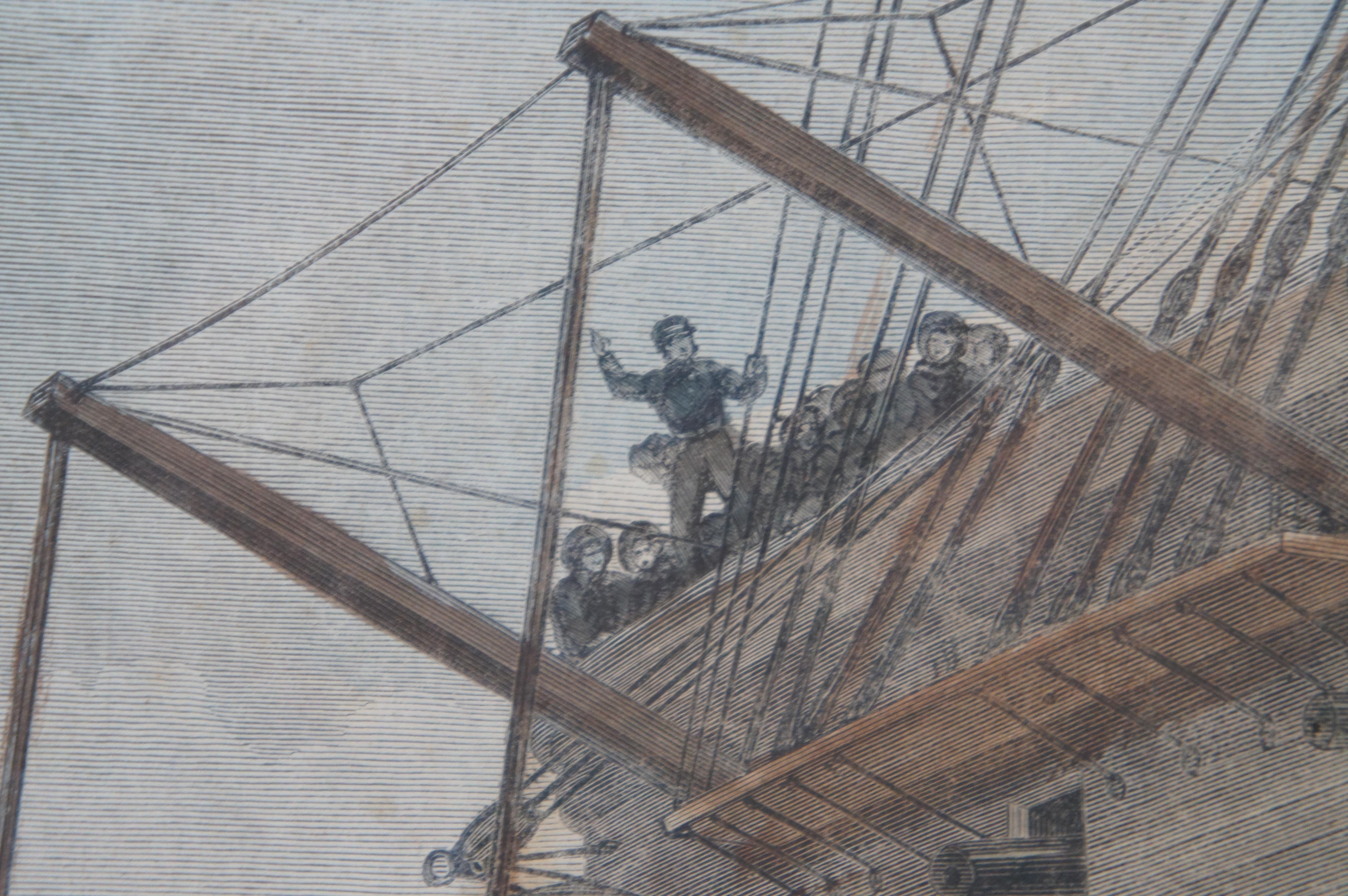 Frederick J. Smyth Antique Nautical Maritime Man Overboard Engraving 22