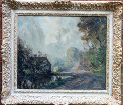 Village Pond  - British Impressionist art early 20thC landscape oil painting