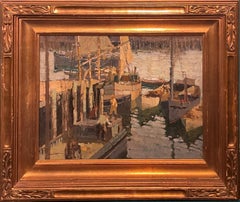 "Gloucester Boats" Frederick Mulhaupt, Impressionist Gloucester Scene