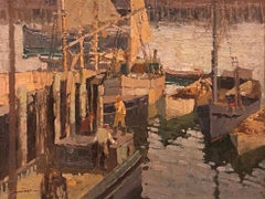 "Barche di Gloucester" Frederick Mulhaupt, scena impressionista di Gloucester
