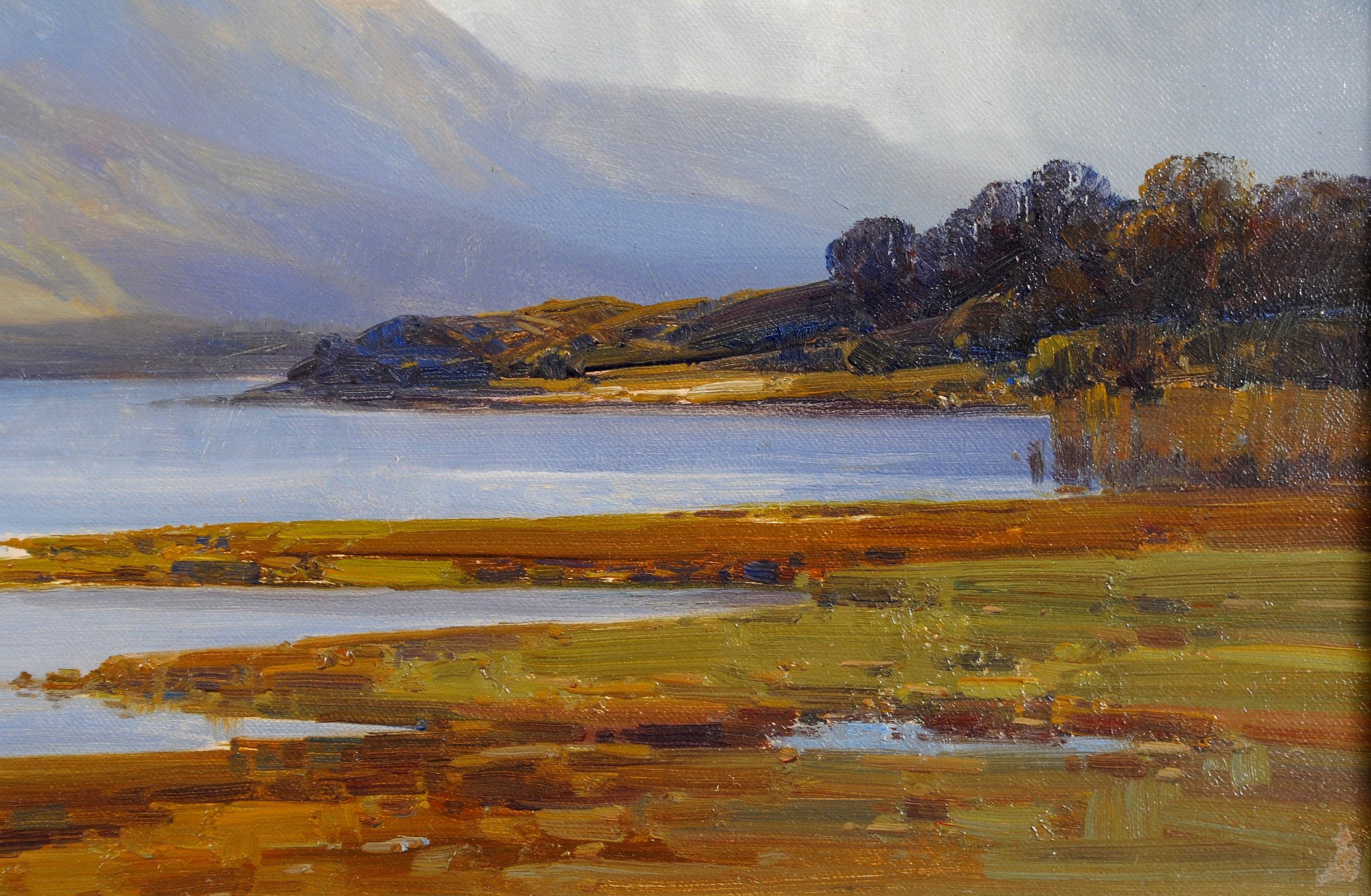 Lake Landscape - Fine English Dartmoor Devon Antique Landscape Oil Painting For Sale 2