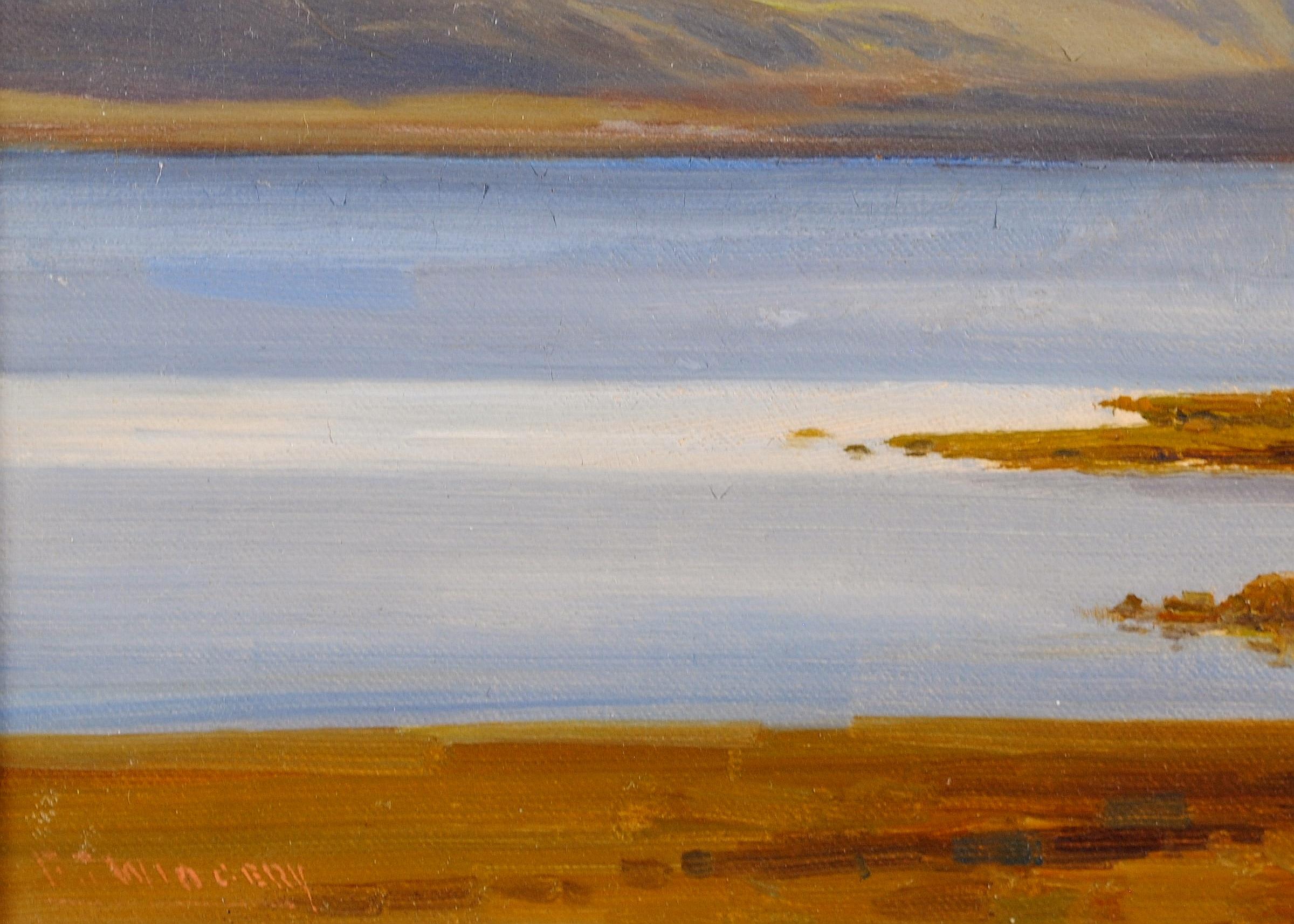 Lake Landscape - Fine English Dartmoor Devon Antique Landscape Oil Painting For Sale 4