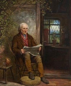 Frederick Johnston (fl.1855-1868) - Mid 19th Century Oil, Reading the Newspaper