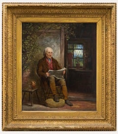 Frederick Johnston (fl.1855-1868) - Mid 19th Century Oil, Reading the Newspaper