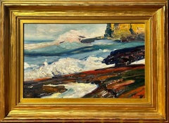 "Rompiendo el oleaje" Frederick Judd Waugh, vibrante paisaje marino impresionista