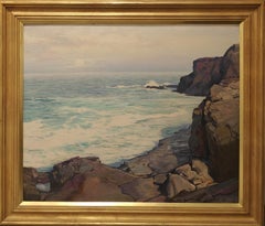 "Risen Moon"  Frederick Judd Waugh, Coastal Landscape, Rocky Coast Marine Scene