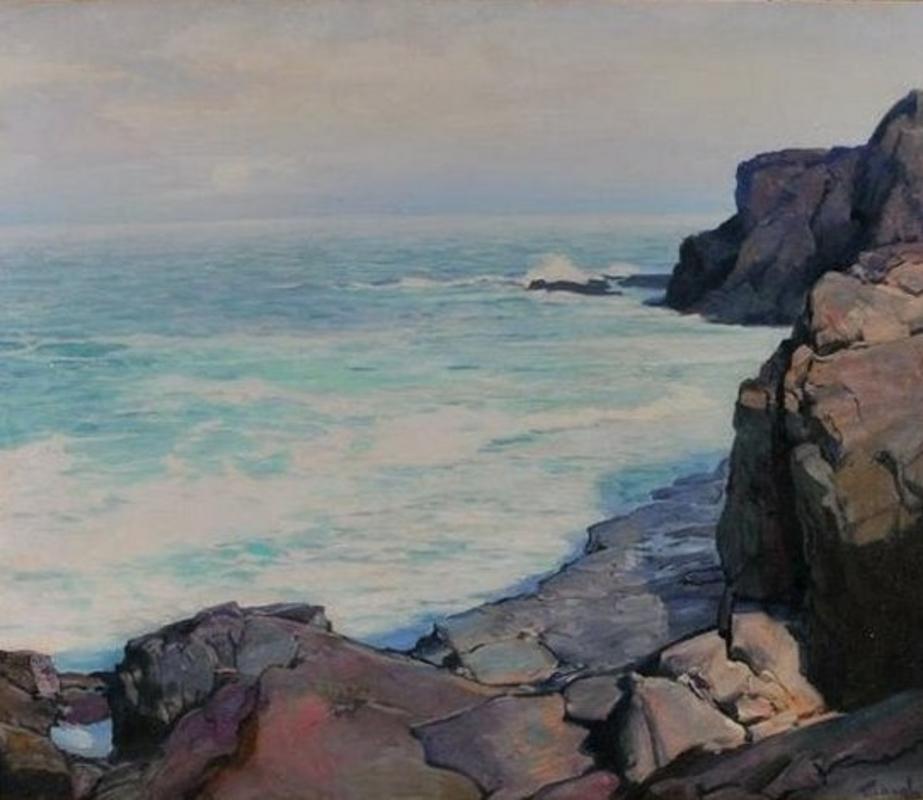 Frederick Judd Waugh Landscape Painting - "Risen Moon, Monhegan" Frederick Waugh, Maine New England Seascape