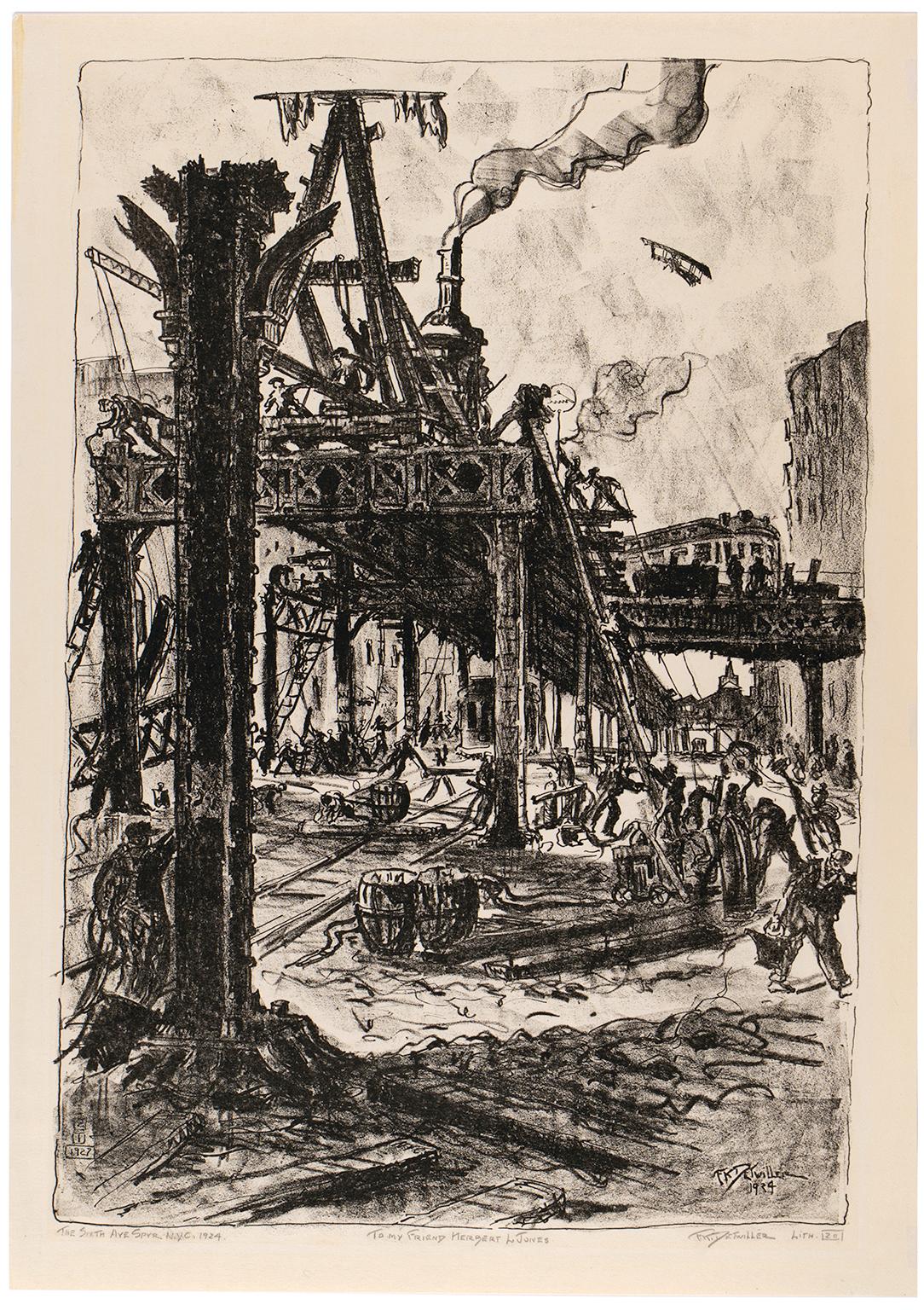 El Espolón de la Sexta Avenida, Nueva York '- Expresionismo Americano - Print de Frederick K. Detwiller