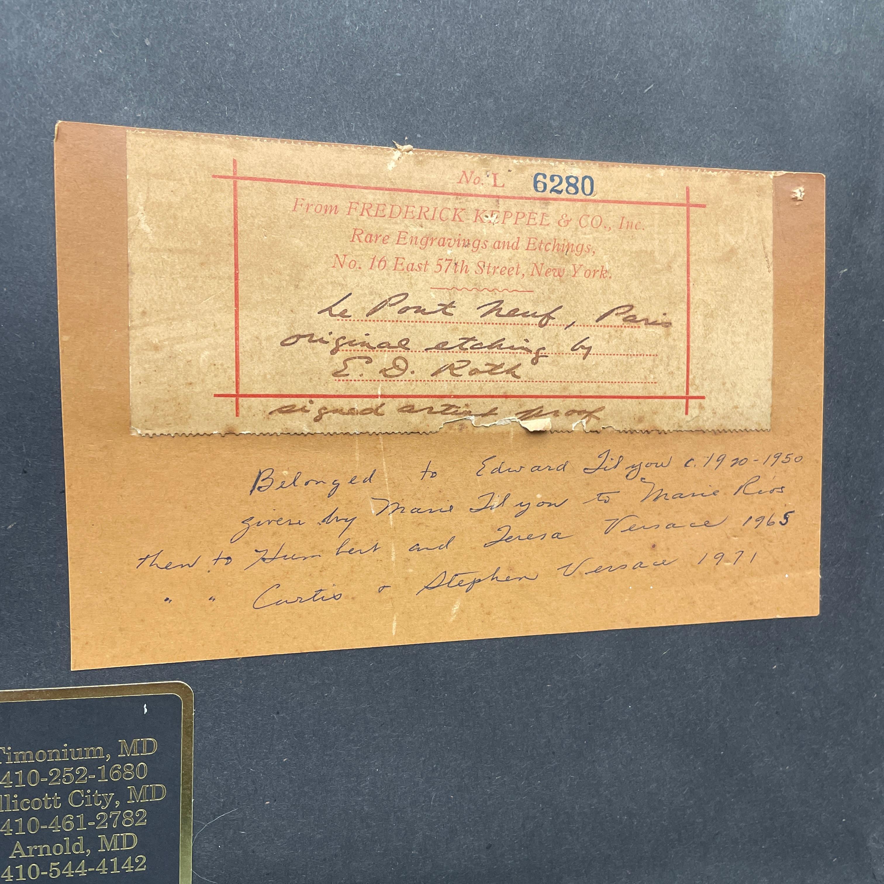 Paper Frederick Keppel Etching Mansion in Woods, Ernst D. Roth Artist Proof Signed For Sale