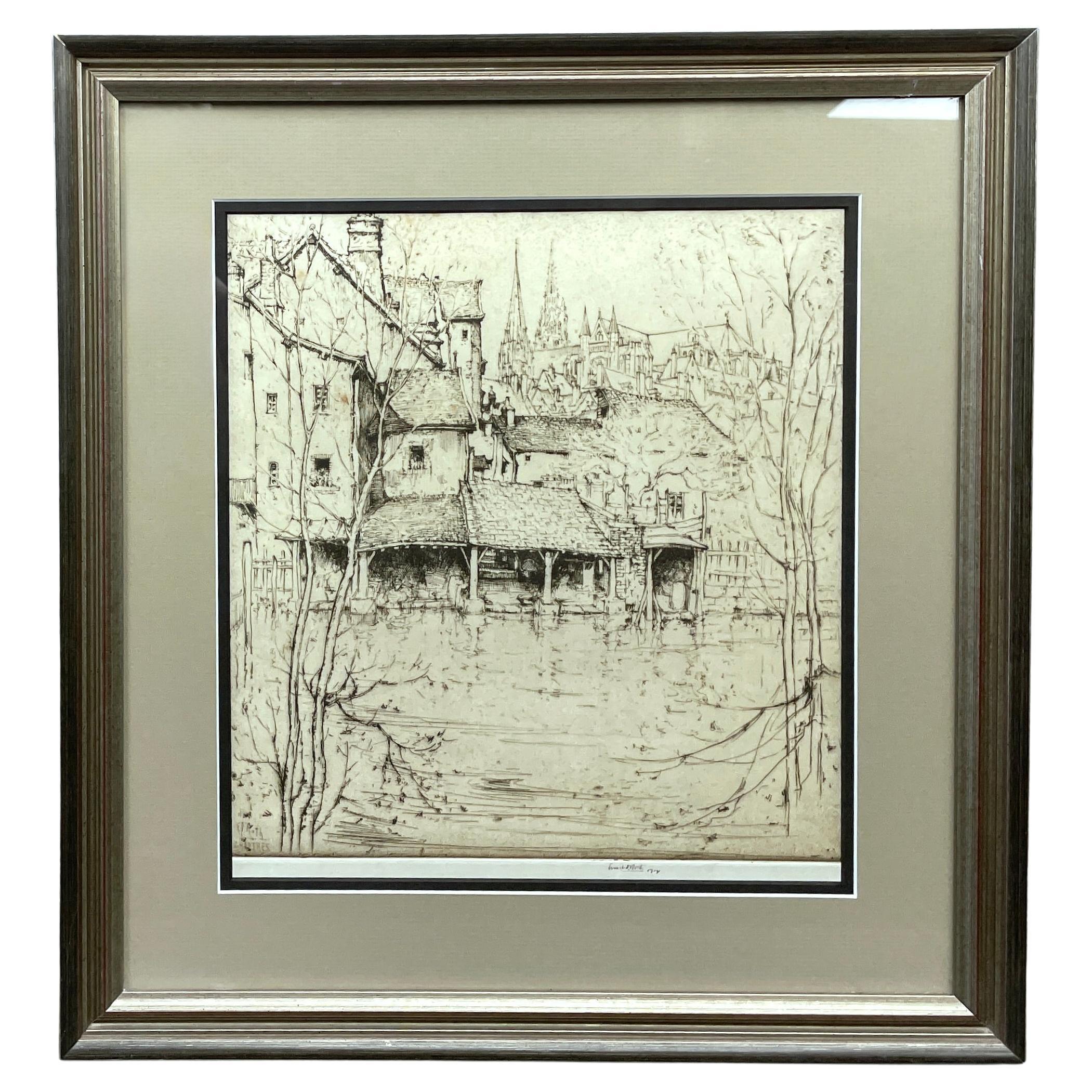 Frederick Keppel Etching Mansion in Woods, Ernst D. Roth Artist Proof Signed